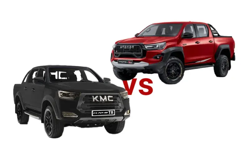 KMC T8 در برابر تویوتا هایلوکس؛ مقایسه پیکاپ‌های قدرتمند