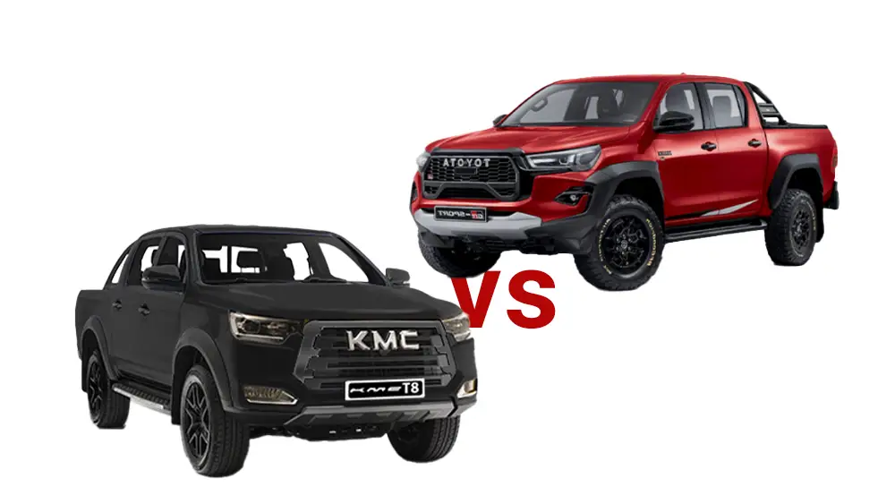 KMC T8 در برابر تویوتا هایلوکس؛ مقایسه پیکاپ‌های قدرتمند